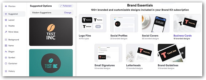 скриншот сервиса Looka